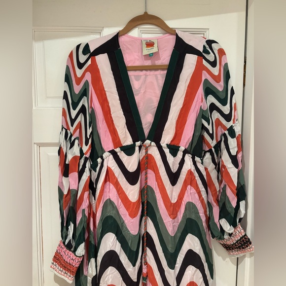 Farm Rio Wave Gradient Long Seeve Maxi Dress SMALL - Picture 6 of 9